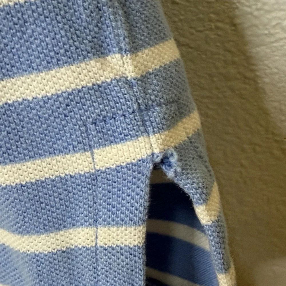 Polo Ralph Lauren Polo Shirt Mens Sz XL‎ Light Blue Striped Short Sleeve Preppy